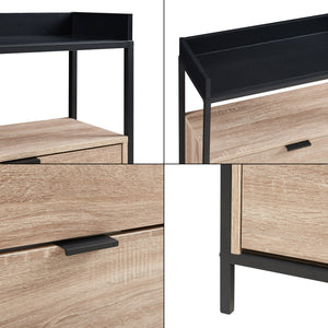 Zapatero Belana con 2 tapas 116x60x24 cm Negro/Aspecto roble [en.casa]