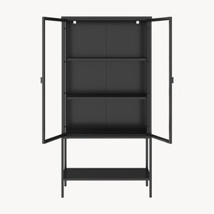 Vitrina Borshavisa de acero, 2 puertas, 160x80x35 cm, negro [en.casa]