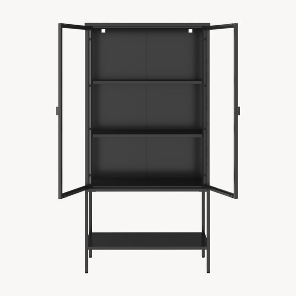 Vitrina Borshavisa de acero, 2 puertas, 160x80x35 cm, negro [en.casa]