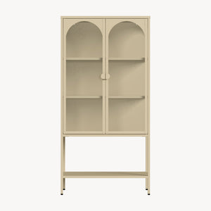 Vitrina Klippestad con 2 puertas arqueadas acero 160x80x35cm Camel [en.casa]