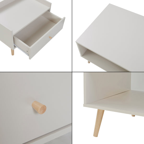 Mesa de centro Hallevil con cajón 106x59x44 cm Gris claro [en.casa]