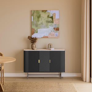 Aparador Olvehok com 3 portas 110x40x77cm - Negro [en.casa]