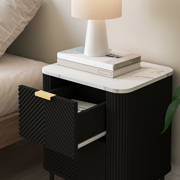Conjunto de 2 mesas de noche Olvehok con 2 cajones 55x52x38cm - Negro [en.casa]