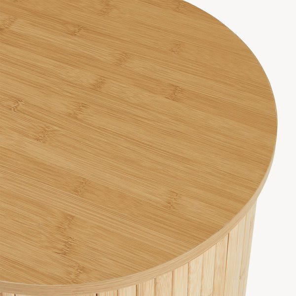 Mesa de noche Nordkapp bambú madera 65xØ40 cm [en.casa]