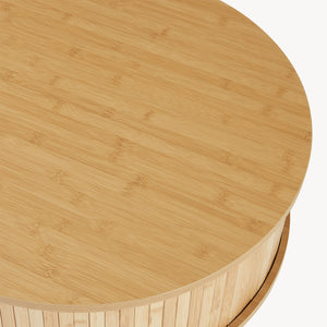 Mesa de noche Nordkapp redonda bambú 45xØ60cm Natural [en.casa]