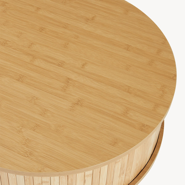 Mesa de noche Nordkapp redonda bambú 45xØ60cm Natural [en.casa]