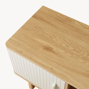 Mueble de televisión Ferrersp con 2 puertas 140x40x45 cm aspecto roble/color arena [en.casa]