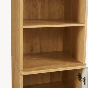 Armario alto Ferrersp 160x42x35 cm aspecto roble/color arena [en.casa]