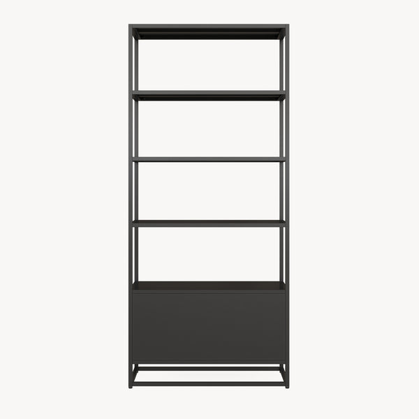 Estantería de pie Hailuoto de 4 niveles acero 180x80x40cm - Negro mate [en.casa]