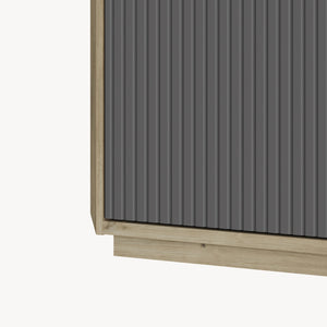Mueble de TV Trömi 2 puertas 150x40x43cm - Roble/Gris [en.casa]