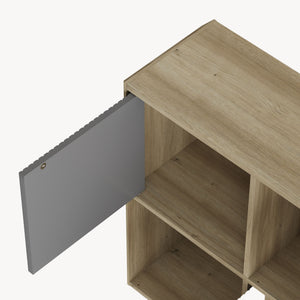 Aparador Trömi 75x120x30 cm efecto roble/gris [en.casa]