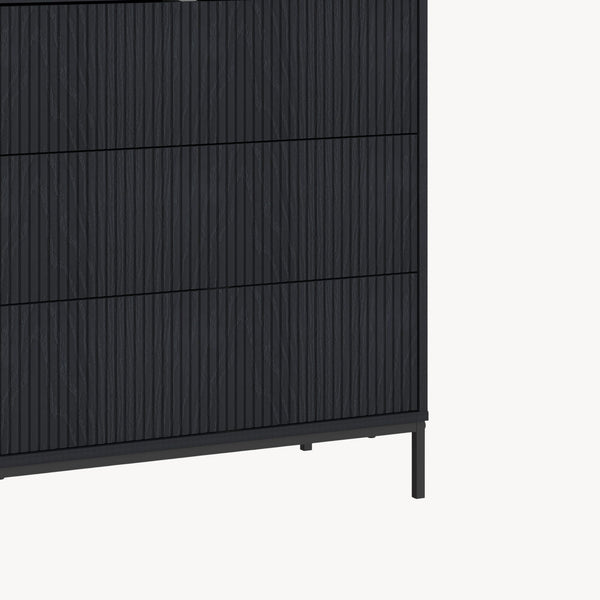 Cajonera Nykapin con 3 cajones MDF 80x80x40cm - Negro [en.casa]