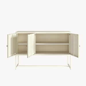 Aparador Viitasaari con 3 puertas acero 120x40x80cm - Blanco crema [en.casa]