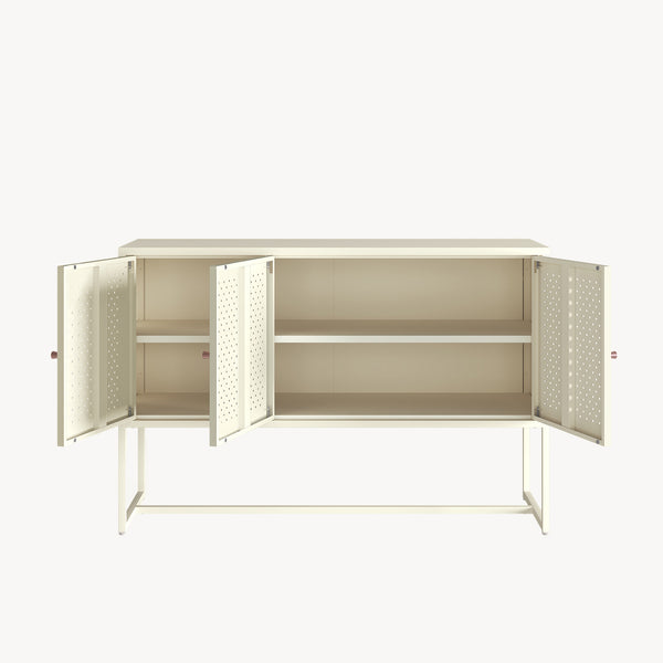 Aparador Viitasaari con 3 puertas acero 120x40x80cm - Blanco crema [en.casa]