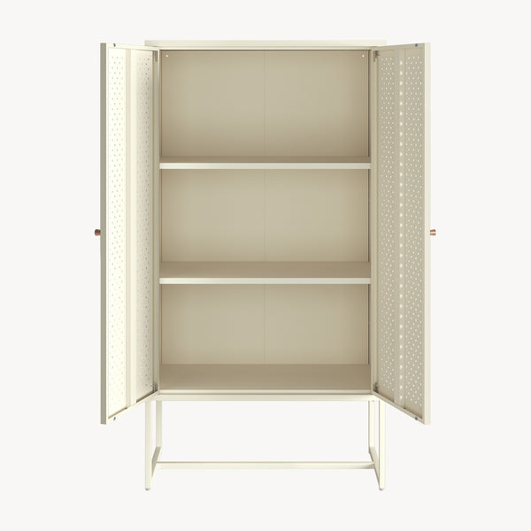 Armario multiusos Viitasaari con 2 puertas acero 150x80x40cm - Blanco crema [en.casa]