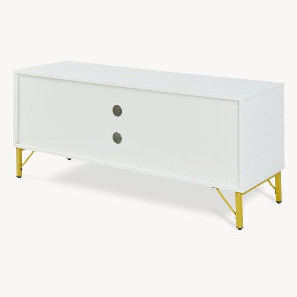 Mueble de televisión Reyri 120x39x52 cm Blanco/Dorado [en.casa]