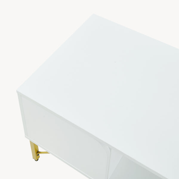 Mesa de centro Reyri 80x45x42 cm Blanco/Dorado