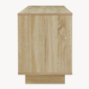 Mueble de TV Kenta con compartimentos 120x39x52 cm - Roble sonoma / Blanco [en.casa]