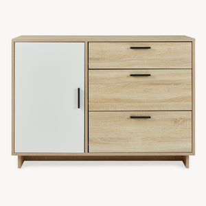 Aparador Kenta 100x35x72 cm aspecto roble Sonoma/Blanco [en.casa]