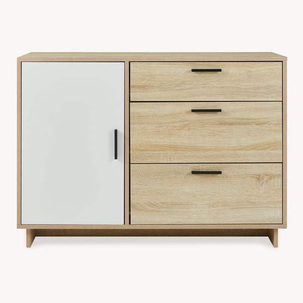 Aparador Kenta 100x35x72 cm aspecto roble Sonoma/Blanco [en.casa]