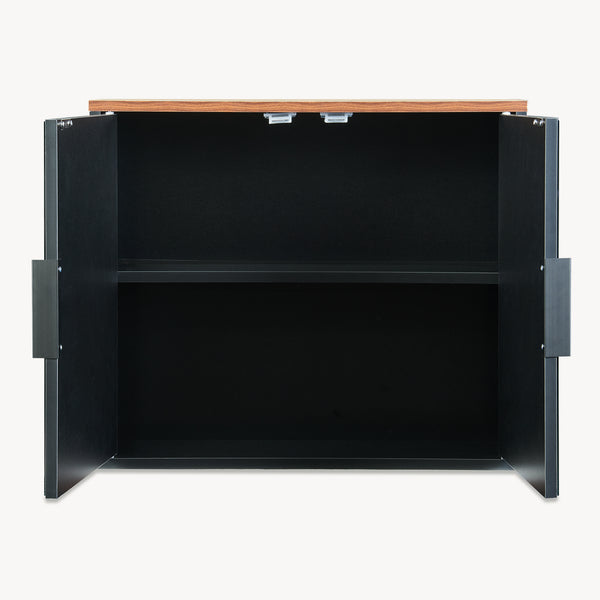 Armario con espejo Trond 50x60x15 cm Negro/Aspecto nogal [en.casa]