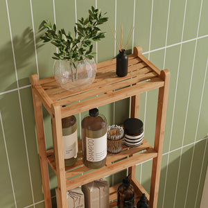 Estantería de baño Anun 4 compartimentos bambú 128x30x30cm - Natural [en.casa]