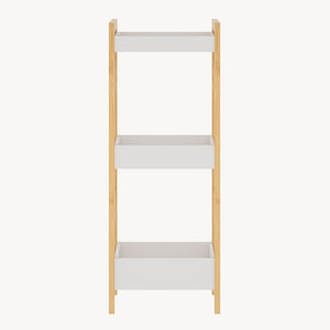 Estantería de baño Anun 3 cestas bambú 75x28x20cm - Natural / Blanco [en.casa]
