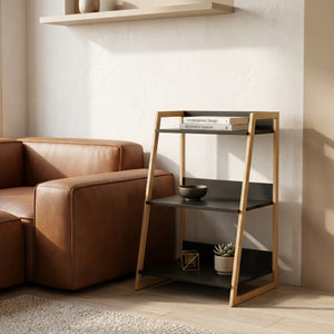 Estantería Kuomi 84x53x47 cm Beige/Gris Oscuro [en.casa]