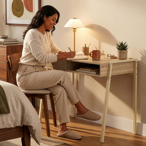 Escritorio Boderas 107x55x78 cm Beige/Travertino [en.casa]