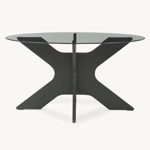 Mesa de centro Imi con tablero de vidrio Ø70x35 cm Negro/Gris [en.casa]