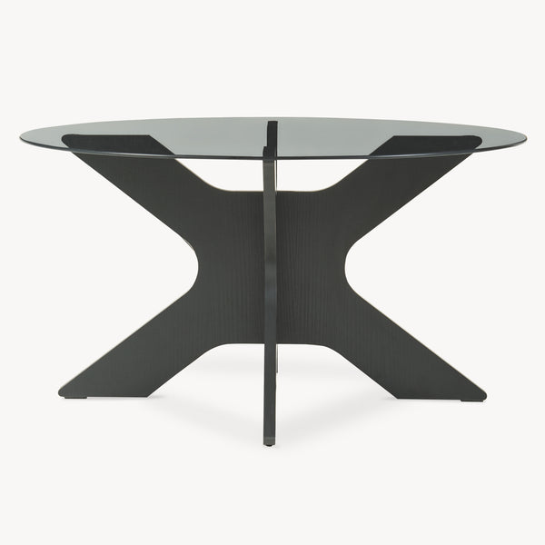 Mesa de centro Imi con tablero de vidrio Ø70x35 cm Negro/Gris [en.casa]