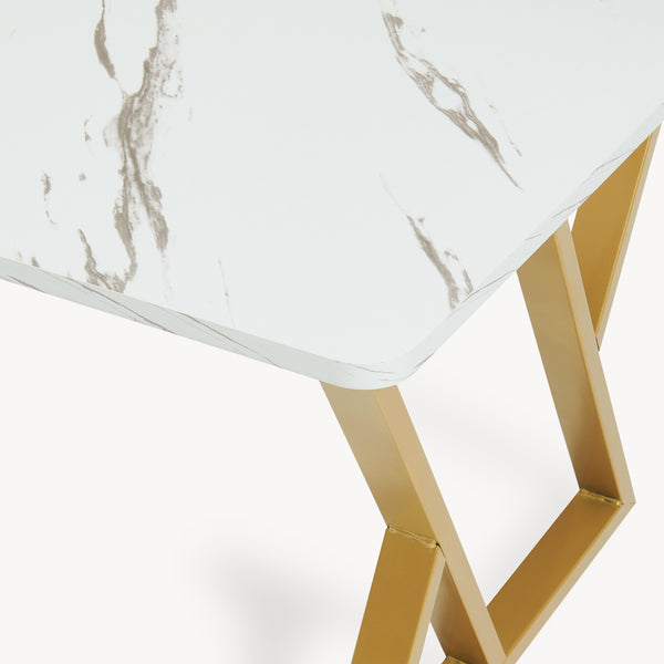Mesa de centro Nolu 120x60x46 cm color dorado/efecto mármol, blanco [en.casa]