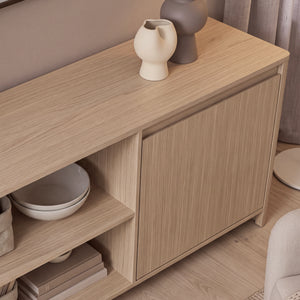 Mueble de televisión Takranmaa 150x40x50 cm efecto roble [en.casa]