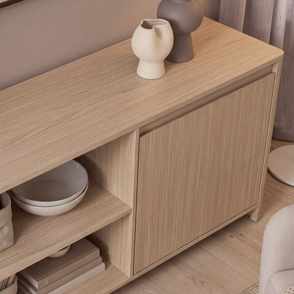 Mueble de televisión Takranmaa 150x40x50 cm efecto roble [en.casa]