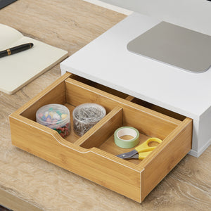 Caja de cajones Vieremä 9x30x31cm Blanco/Aspecto bambú [en.casa]