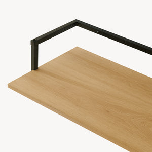 Perchero mural Evje con estante acero 80x30x20cm - Efecto Madera/Negro [en.casa]