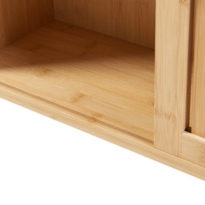 Estantería de pared Grums con dos puertas correderas 92,5x20x33cm Bambú [en.casa]