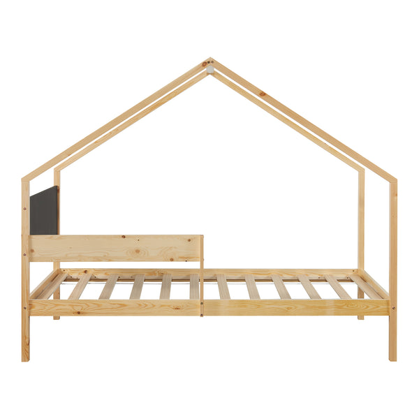 Cama casita Sodankylä 90x200cm con cama extraíble Madera de pino natural [en.casa]