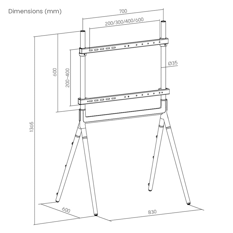 Esquema acotado Soporte para TV Vega máx. 70 pulgadas [pro.tec]