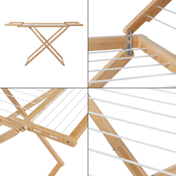 Tendedero plegable Fakala 154x59x82 cm Bambú [en.casa]