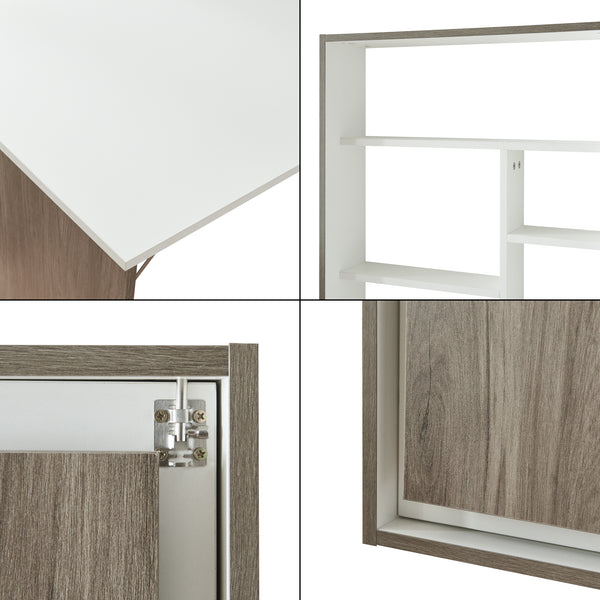 Mesa abatible de pared Greve Blanco / aspecto madera [en.casa]