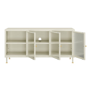 Mueble de TV Lindau Acero 120x40x59 cm Blanco crema [en.casa]