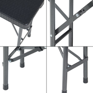 Conjunto de banco plegable Mark 2 piezas aspecto ratán negro [en.casa]