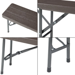 Conjunto de banco plegable Lillestrøm de 2 piezas, aspecto madera, marrón oscuro [en.casa]