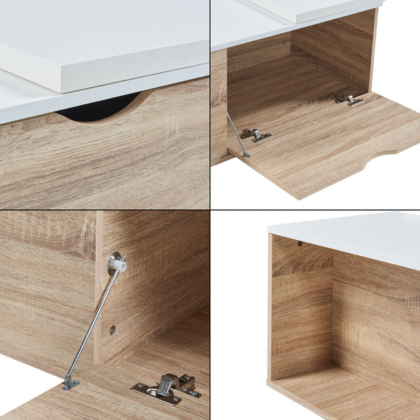 Mesa auxiliar Österåker 100x47,5x40 cm aspecto madera/blanco [en.casa]