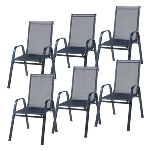 Conjunto de muebles de jardín Aradeo de 7 piezas en negro [casa.pro]