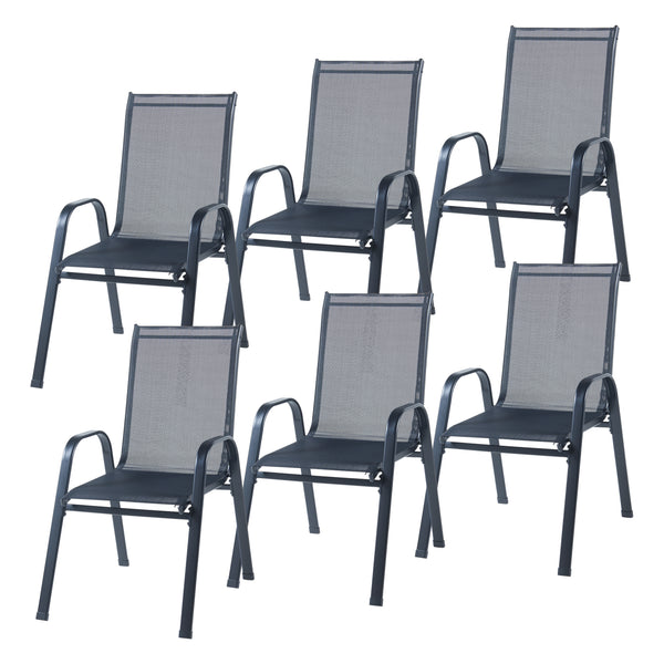 Conjunto de muebles de jardín Aradeo de 7 piezas en negro [casa.pro]
