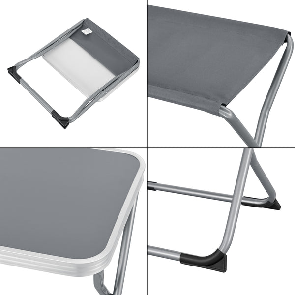 Taburete y mesa de camping 2 en 1 Barete 47x47x37 cm Gris [en.casa]