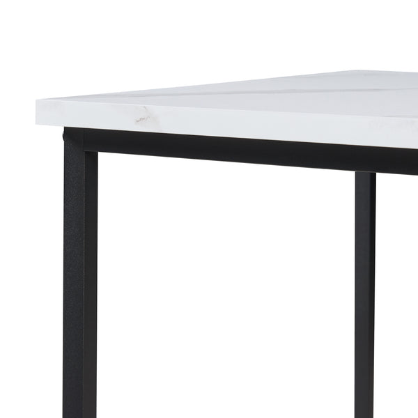 Mesa de centro Trollhättan 3 piezas, aspecto mármol, blanco [en.casa]