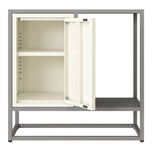 Aparador Burlöv acero 70x72x35 cm gris/blanco [en.casa]